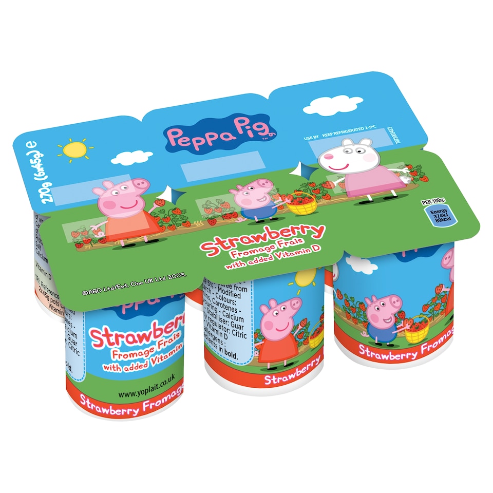 image 1 of Peppa Pig Strawberry Kids Yoghurt Pots 6x45g