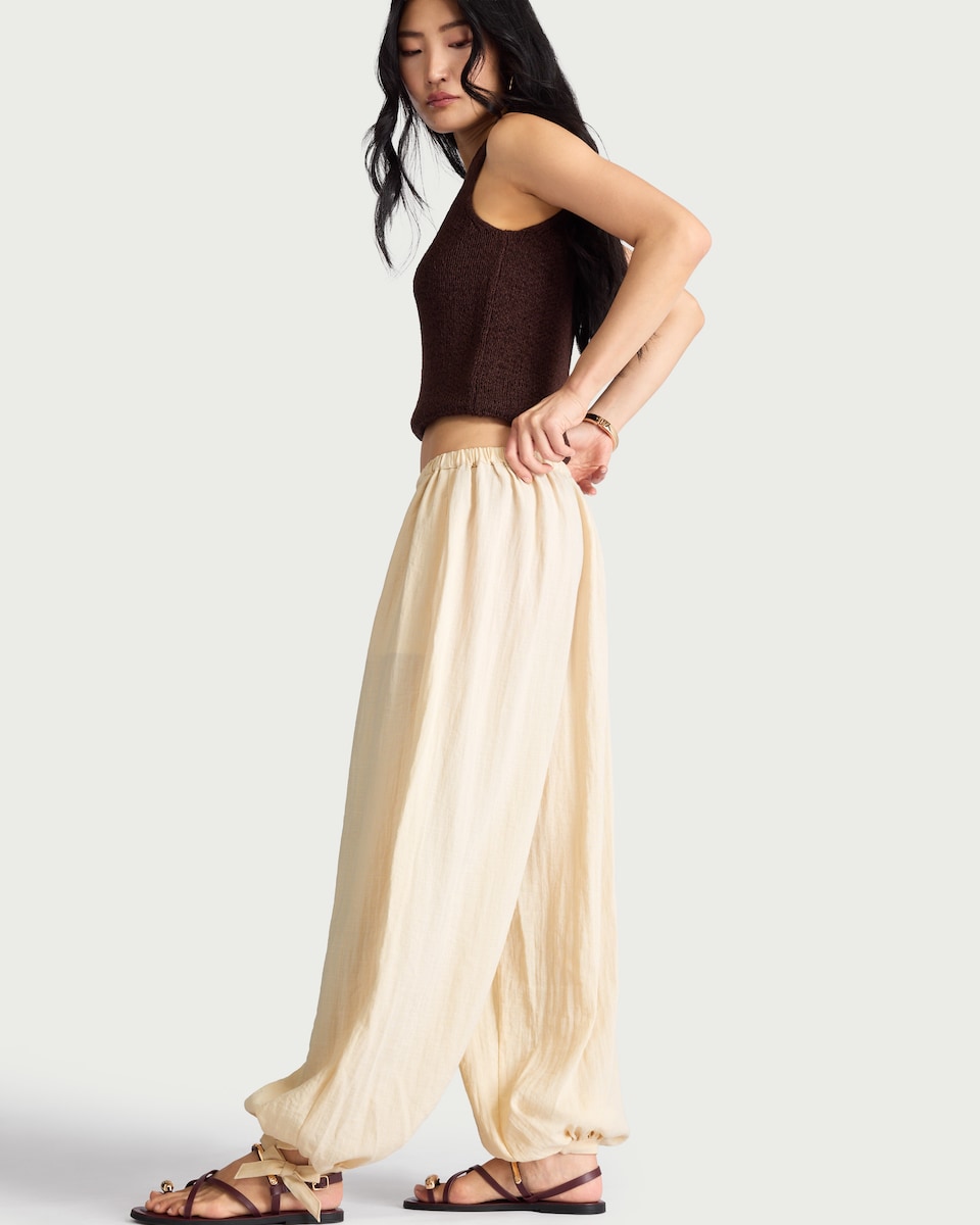 image 1 of The F&F Edit Tie Hem Balloon Trousers in Camel