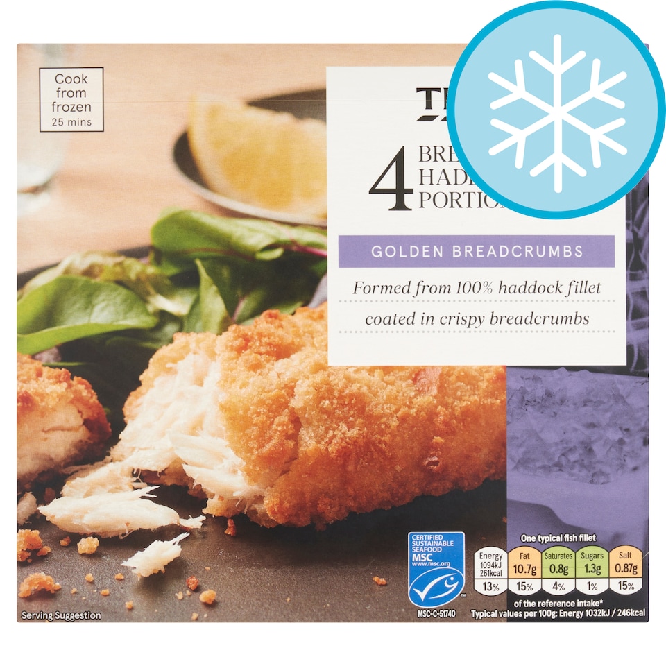 Tesco 4 Breaded Haddock Fillets 500G