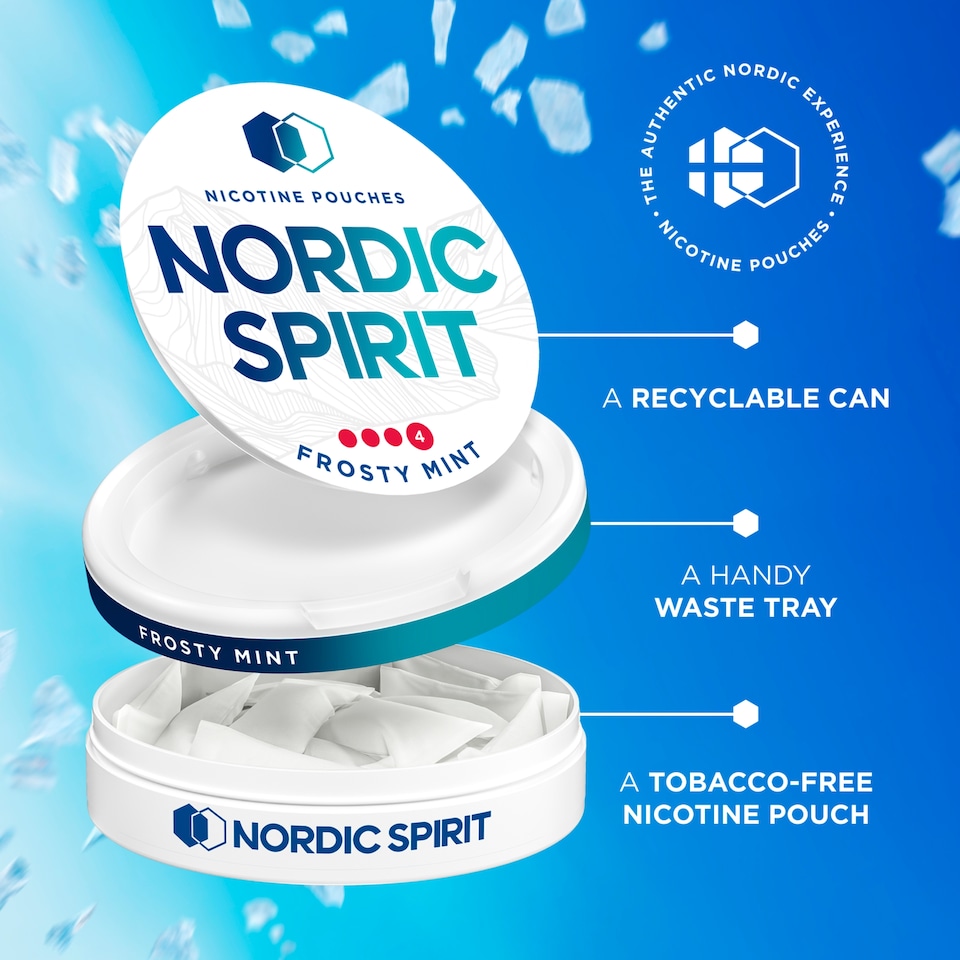 image 1 of Nordic Spirit Frosty Mint Tobacco Free Nicotine Pouches Extra Strong 20 Pack 11mg 14g