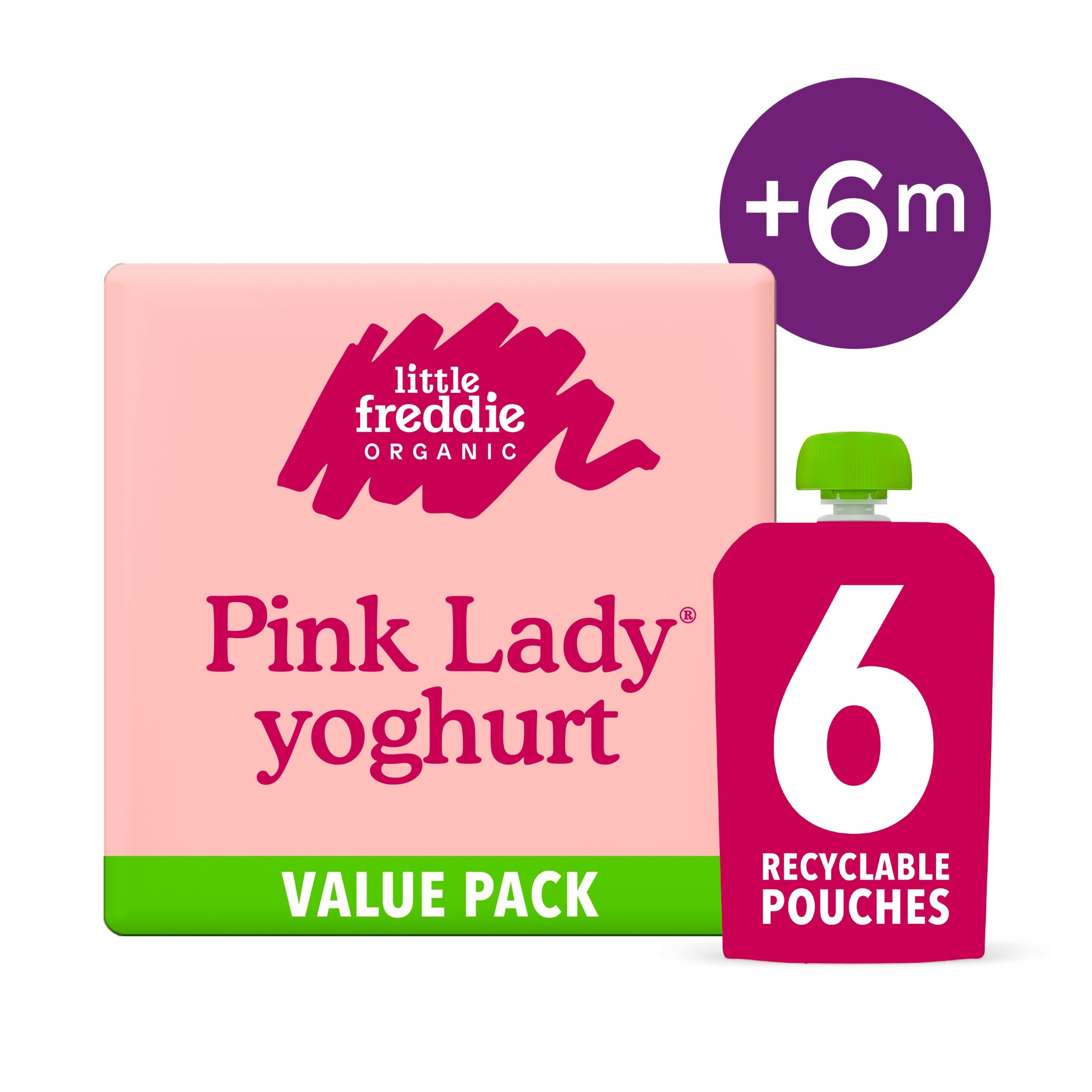 Little Freddie Organic Pink Lady Greek-Style Yoghurt Baby Food Pouch Multipack 6+ Months 600g
