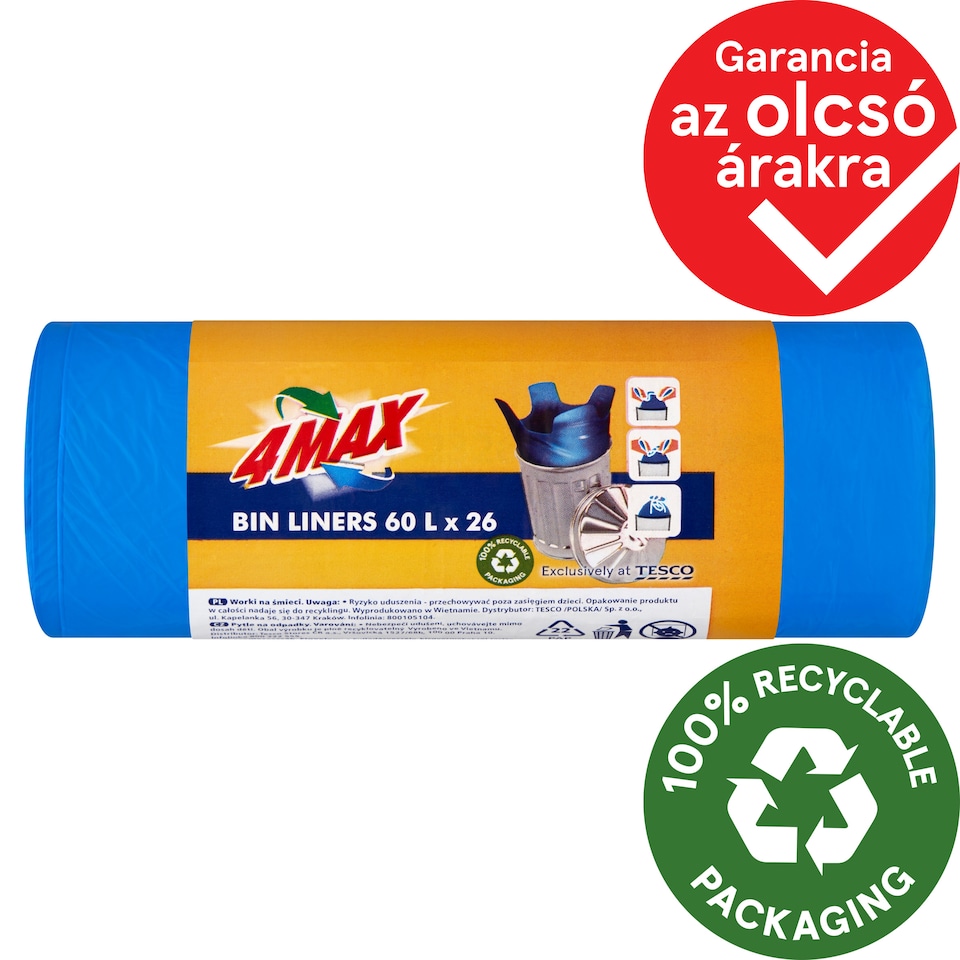 4MAX szemeteszsák 60 l 26 db