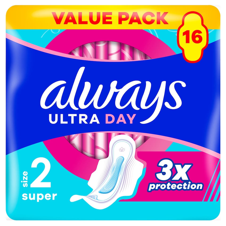 image 1 of Always Ultra Day Sanitary Towels Super (Size 2) Wings x 16 Pads