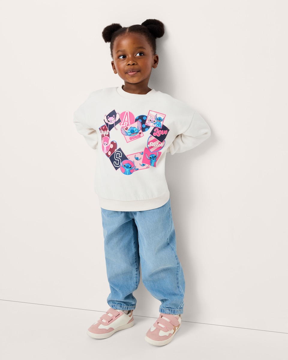 image 1 of Disney Stitch Cotton Rich Sweatshirt in Cream