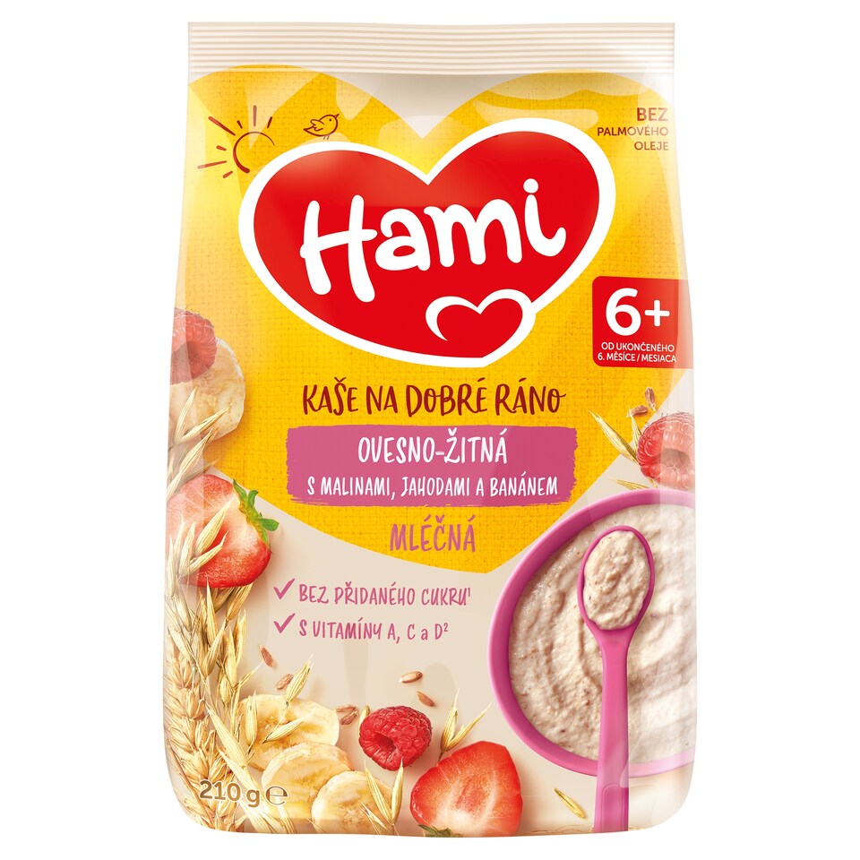 image 1 of Hami Porridge on Good Morning Oat-Rye Milk Porridge with Raspberry, Strawberry and Banana 210 g