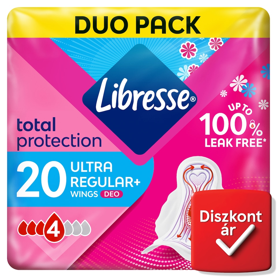 Libresse Ultra Regular+ Deo szárnyas egészségügyi betét illatosított 2 x 10 db  1. kép