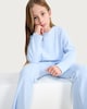 image 1 of F&F Girls 2-Piece Fluffy Textured Jumper and Leggings Set in Blue
