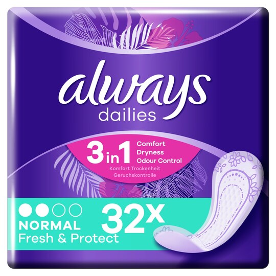 Always Dailies Normal Panty Liners 32 Pack Tesco Groceries