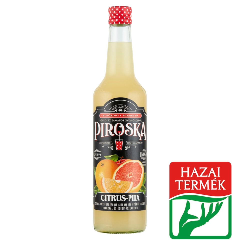 Piroska Citrus-Mix grapefruit-citrom ízű gyümölcsszörp cukorral és édesítőszerekkel 0,7 l