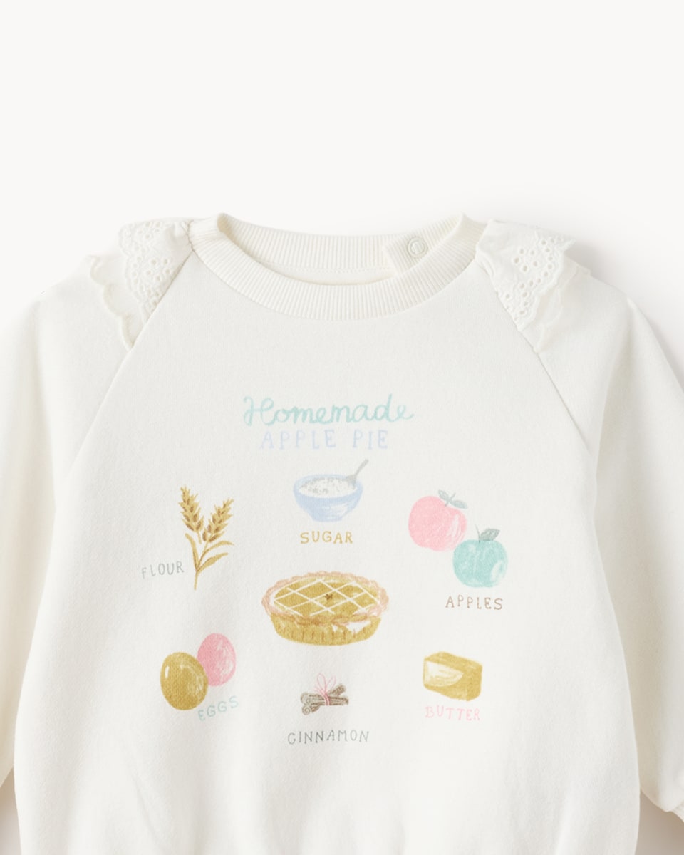 image 1 of F&F Baby Cotton Rich Baking Sweatshirt and Leggings Set in Cream