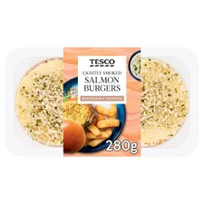 Tesco 2 Lightly Smoked Salmon Burgers 280G