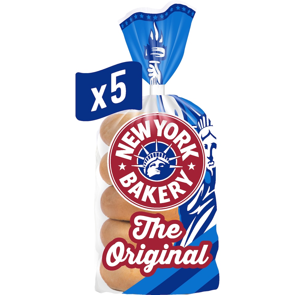 image 1 of New York Bakery Co The Original Plain Bagels 5 Pack