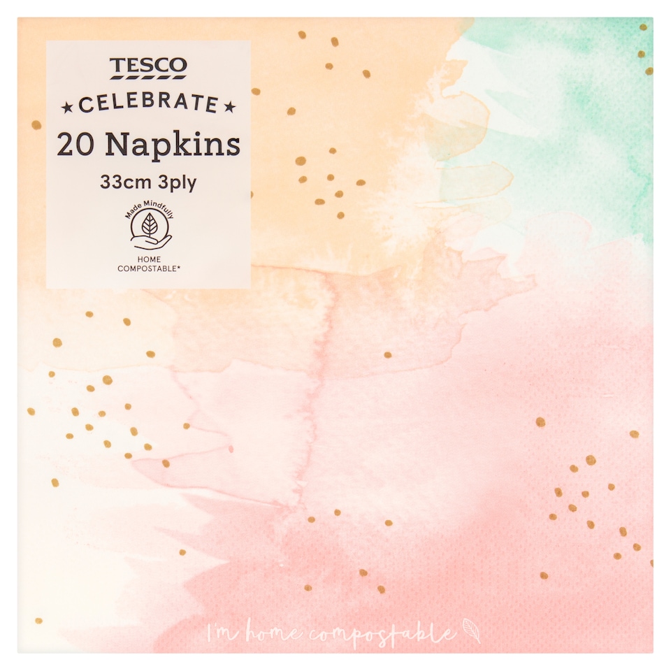 Tesco Watercolour Napkin 20 Pack