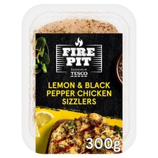 TESCO FIRE PIT Lemon & Black Pepper Chicken Sizzlers 300g