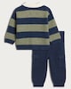 image 2 of F&F Baby Knitted Stripe Print Jumper and Cargo Trousers Set in Green