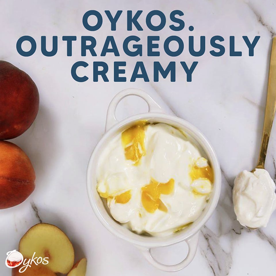 image 1 of Oykos Peach Luxury Greek Style Yoghurt Dessert 4x110g
