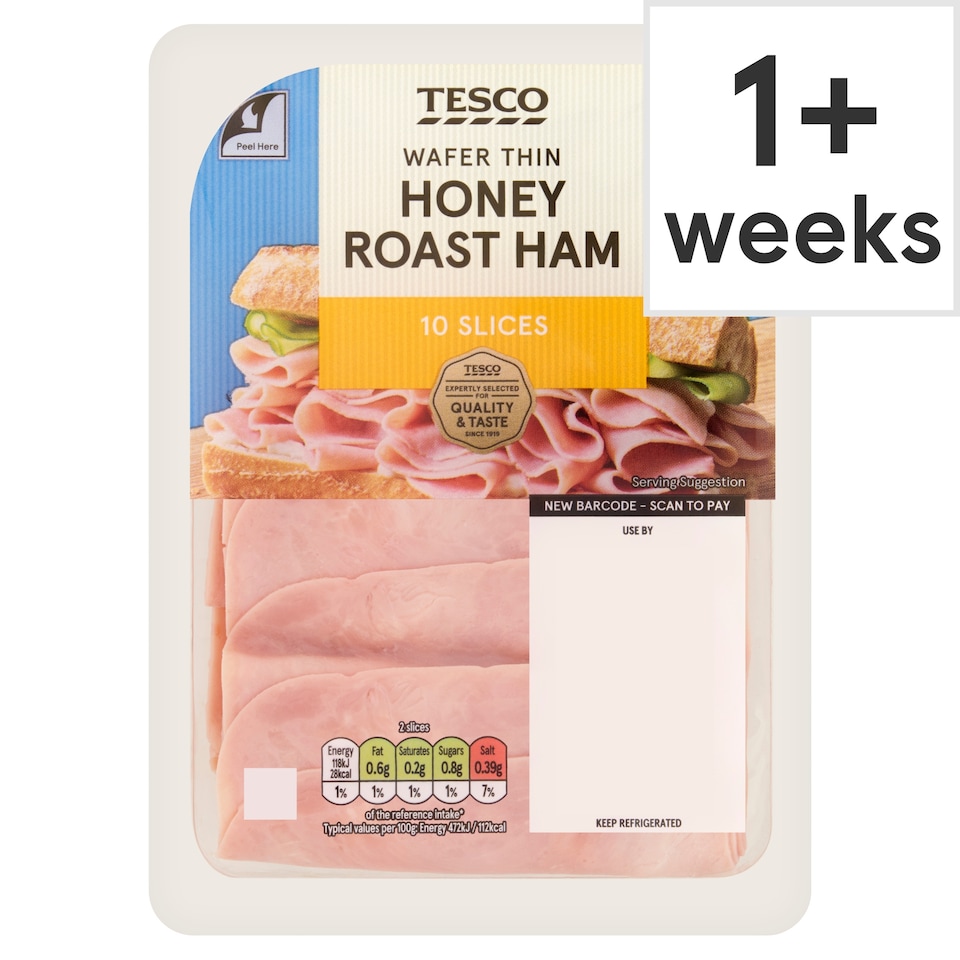 Tesco Wafer Thin Honey Roast Ham Slices 125g