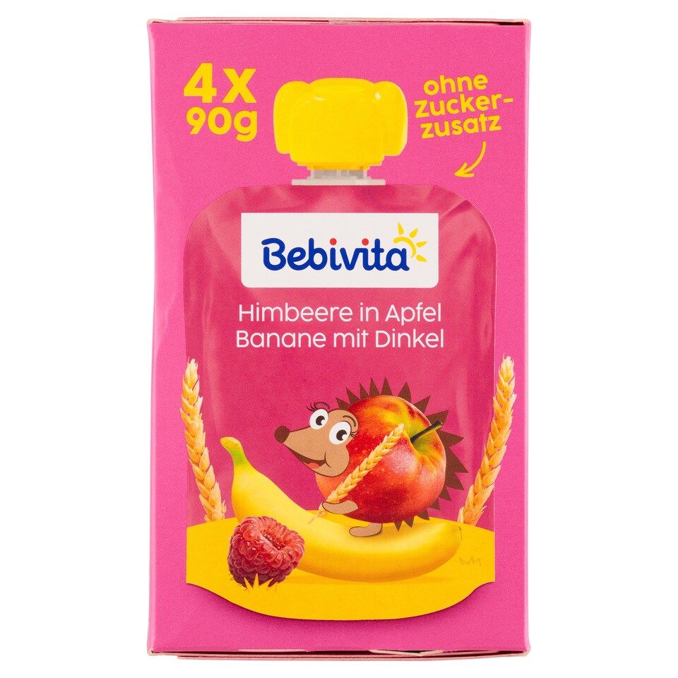 Obrázek 1 pro produkt Bebivita Jablko, banán, malina, špalda 4 x 90g (360g)