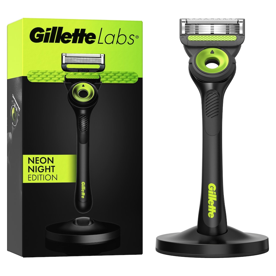 image 1 of Gillette Labs Men's Razor with Magnetic Stand Neon Night