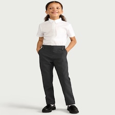 F&F School Girls 2-Pack Regular Fit Longer Length Trousers in Grey