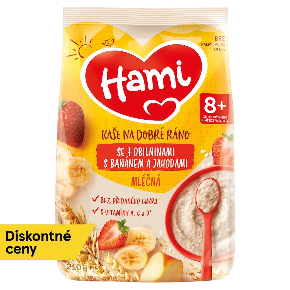 obrázok 1 z Hami mliečna kaša so 7 obilninami s banánom a jahodami 210 g