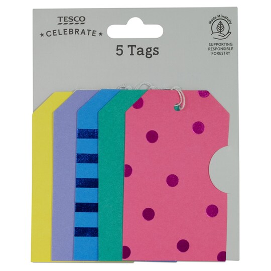 Tesco Multi Colour Tags 5 Pack Tesco Groceries