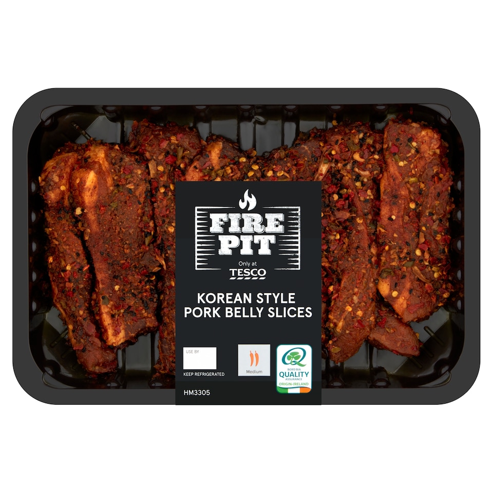 Tesco Fire Pit Korean Style Pork Belly Slices 410G