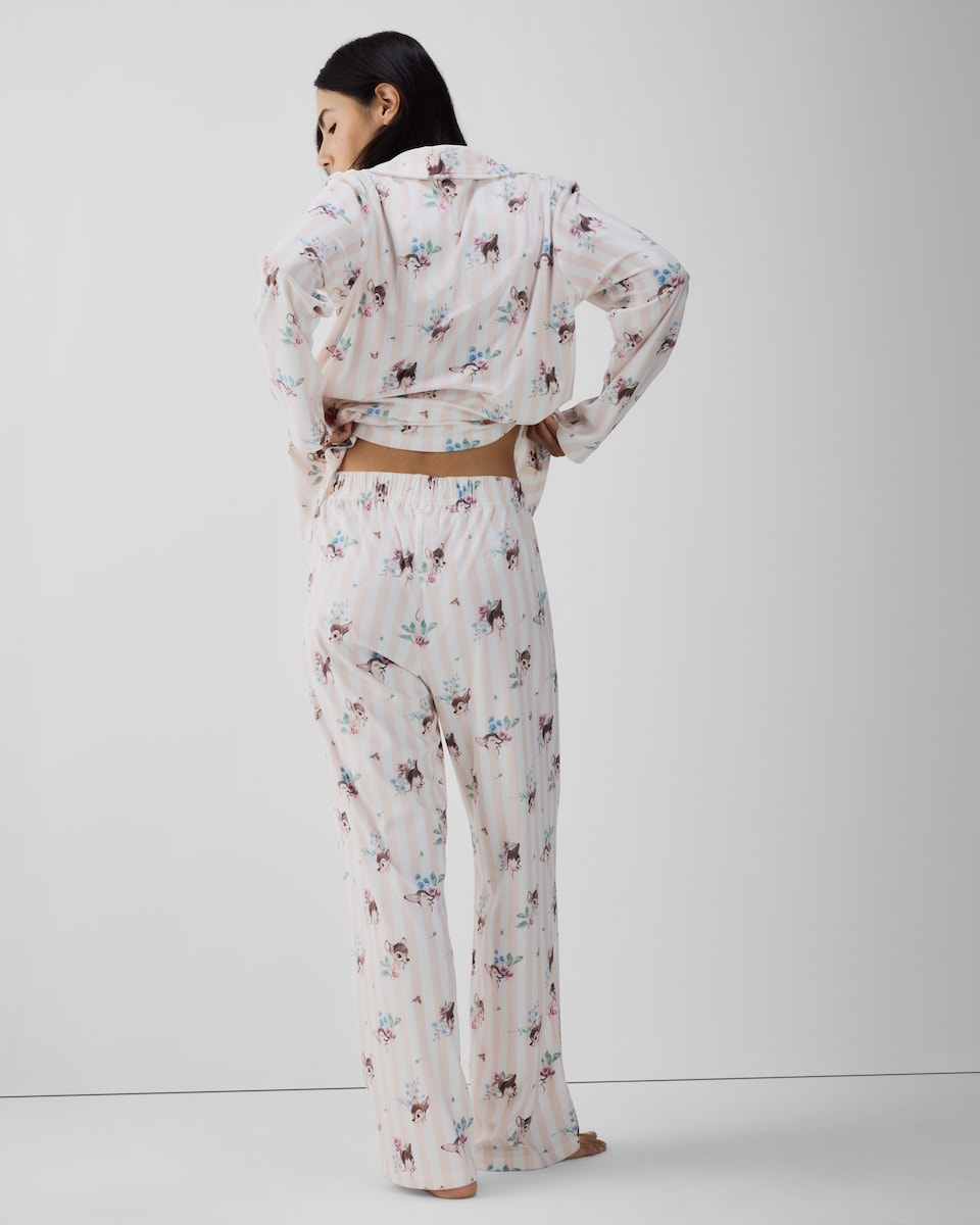image 1 of Disney Bambi Fleece Striped Pyjama Set in Pink