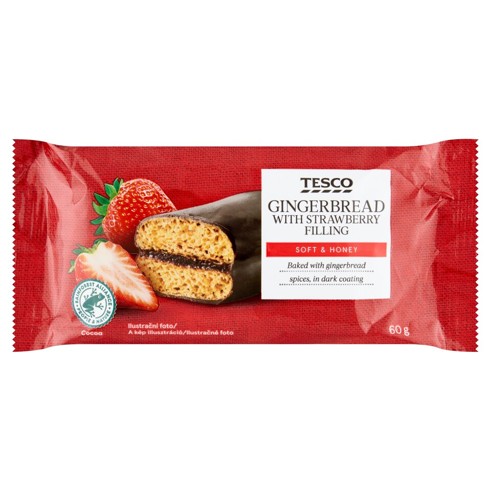 Tesco Honey Gingerbread with Strawberry Fruit Filling and Dark Coating 60g