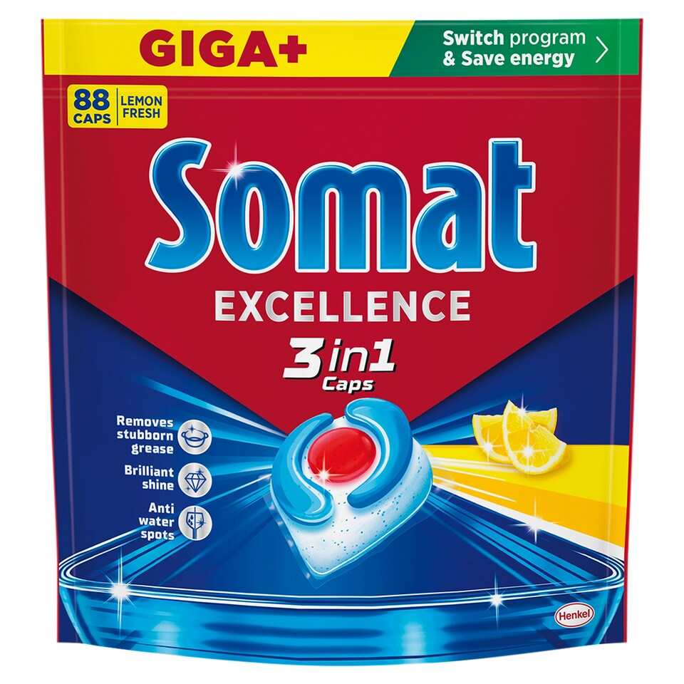 Somat Excellence 3in1 Lemon Fresh kapsuly do umývačky riadu 88 ks 1592,8 g
