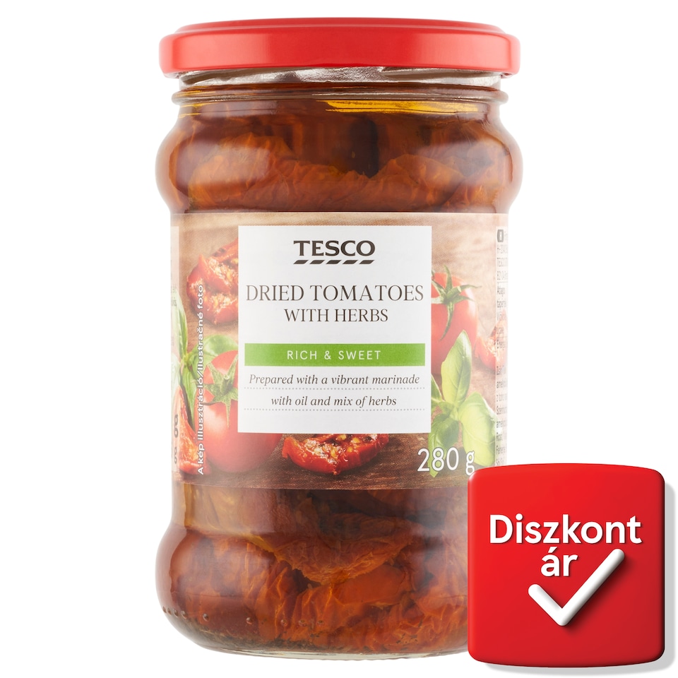 Tesco szárított paradicsom növényi olajban, zöldfűszerekkel 280 g