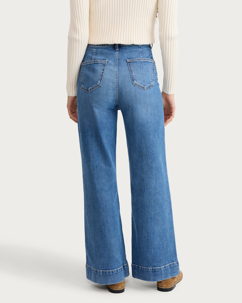 image 1 of The F&F Edit High Rise Flared Jeans in Blue