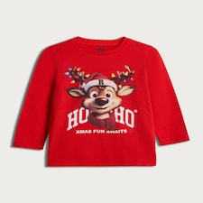 F&F Boys Pure Cotton Christmas Printed T-Shirt in Red