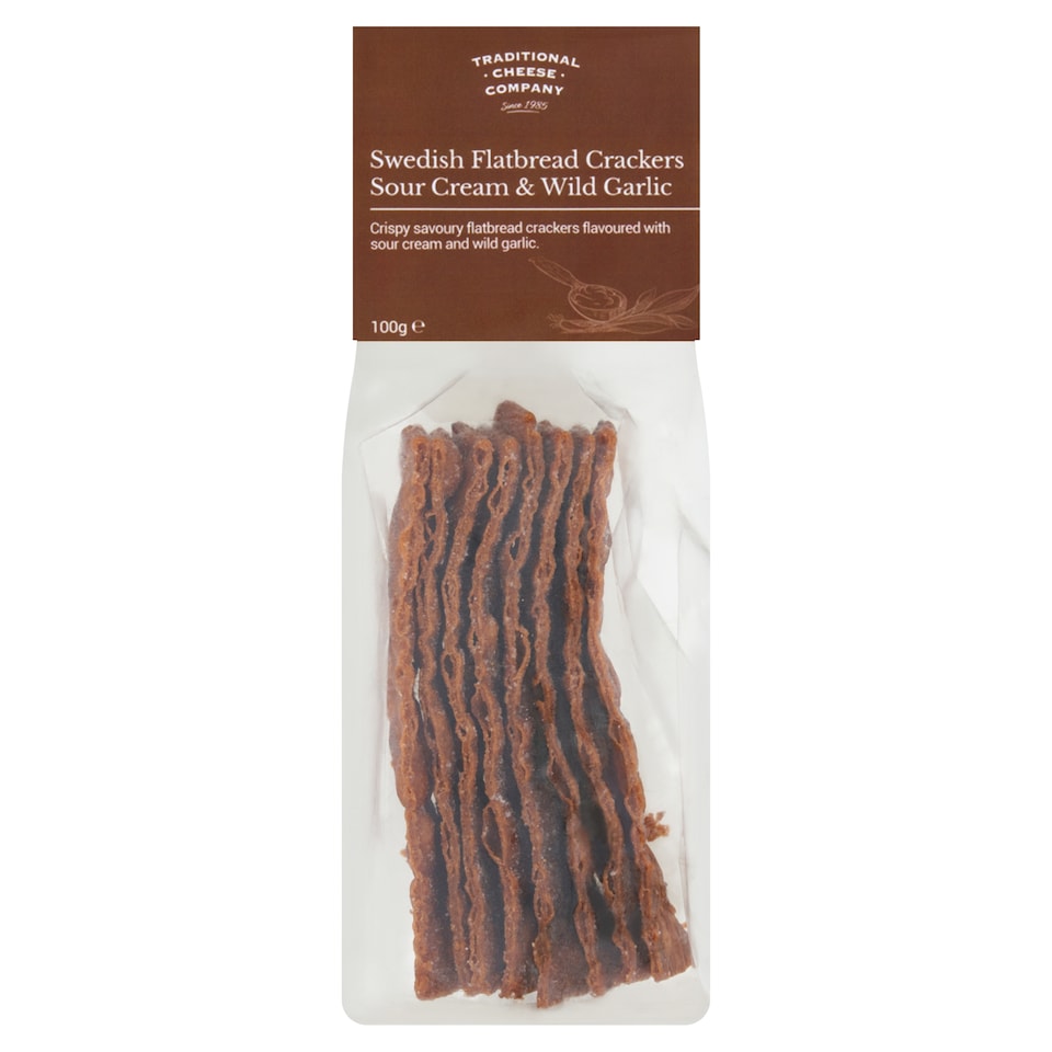 Traditional Cheese Company Swedish Flatbread Crackers Sour Cream & Wild Garlic 100g