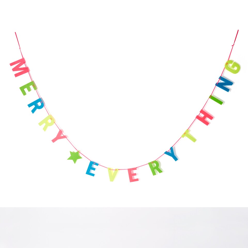 image 1 of Paperchase Neon Christmas 'Merry Everything' Garland