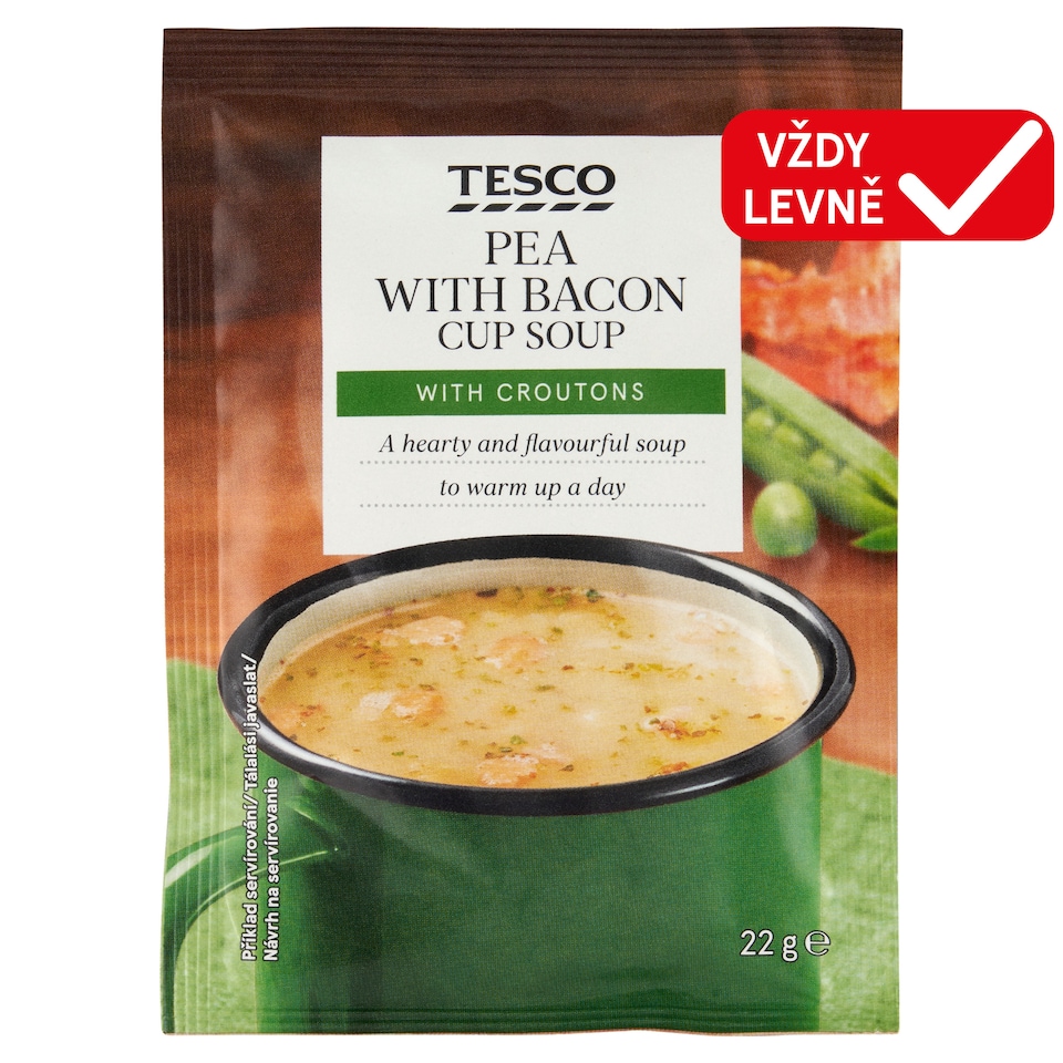 Tesco Pea with Bacon Cup Soup 20g
