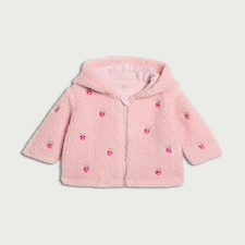 F&F Baby Strawberry Embroidered Fleece Jacket in Pink