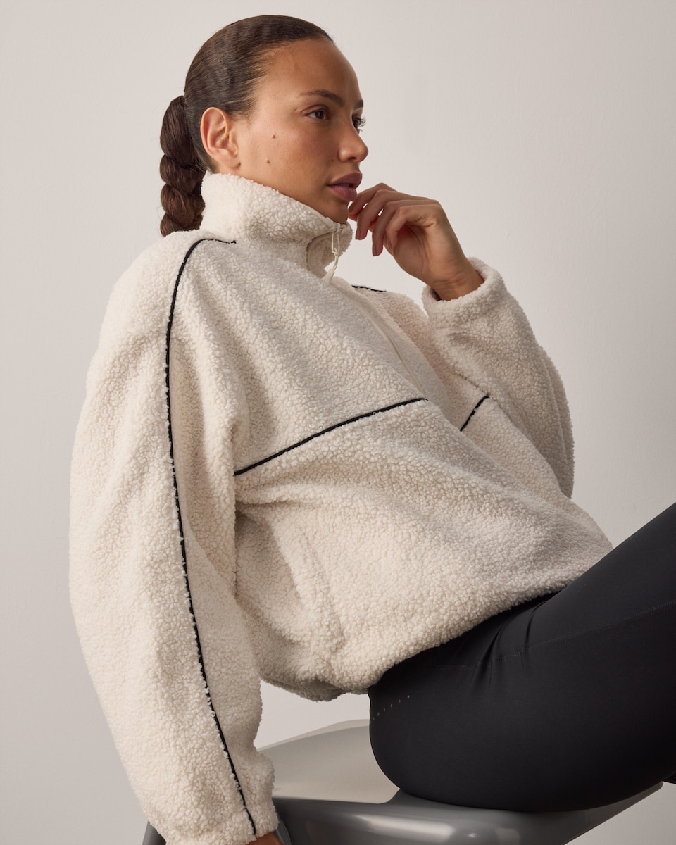 image 1 of F&F Active OUTDOOR Fleece Half Zip Jacket in Cream