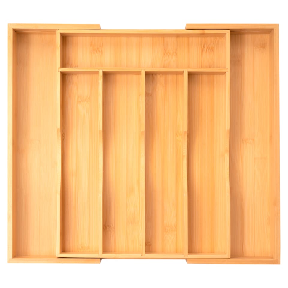 image 1 of Tesco Bamboo Extendable Cutlery Tray
