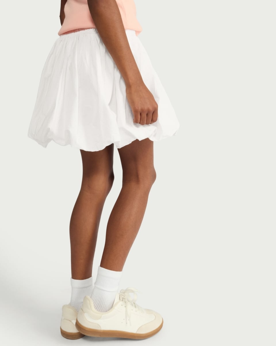 image 1 of F&F Girls Pure Cotton Bubble Hem Skirt in White