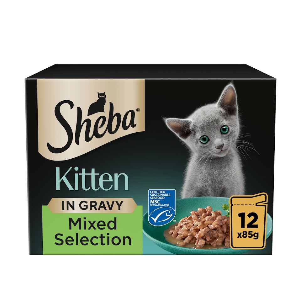 image 1 of Sheba Kitten Wet Cat Food Mixed Selection in Gravy 12x85g