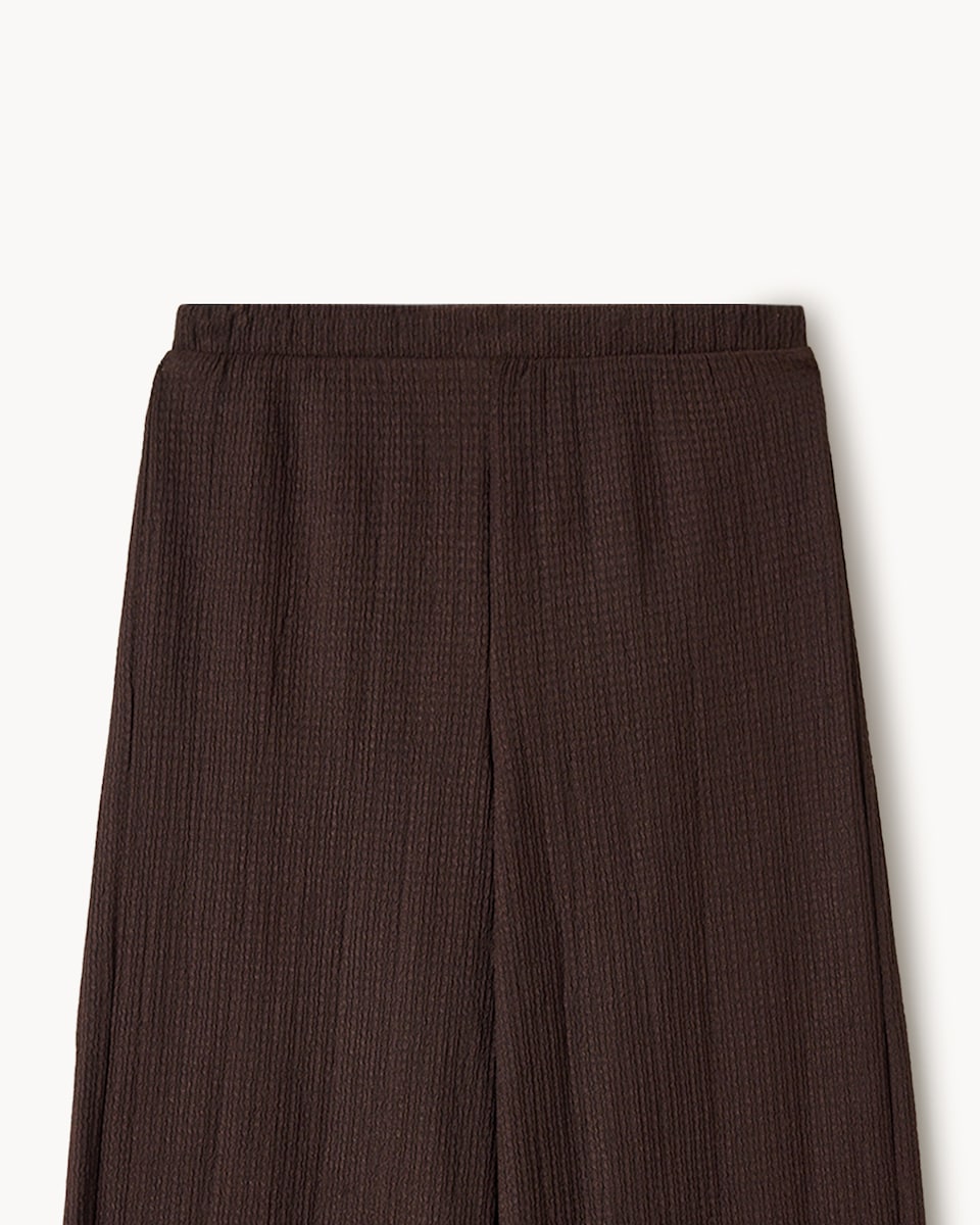 image 1 of F&F Girls Crinkle Textured Top and Trousers Set in Brown