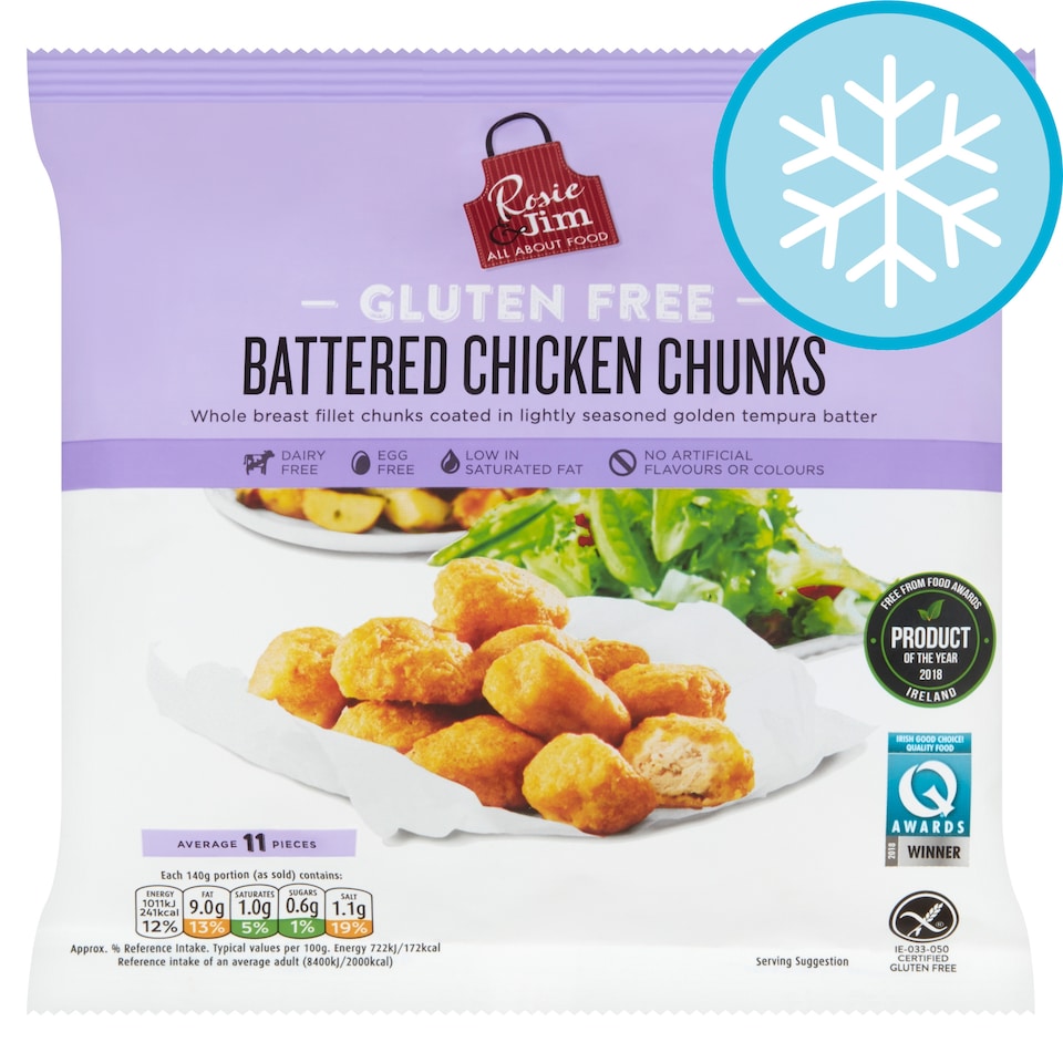 Rosie And Jim Gluten Free Battered Chicken Chunks 400G