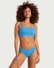 image 2 of F&F Crinkle Textured High Leg Bikini Bottoms in Blue
