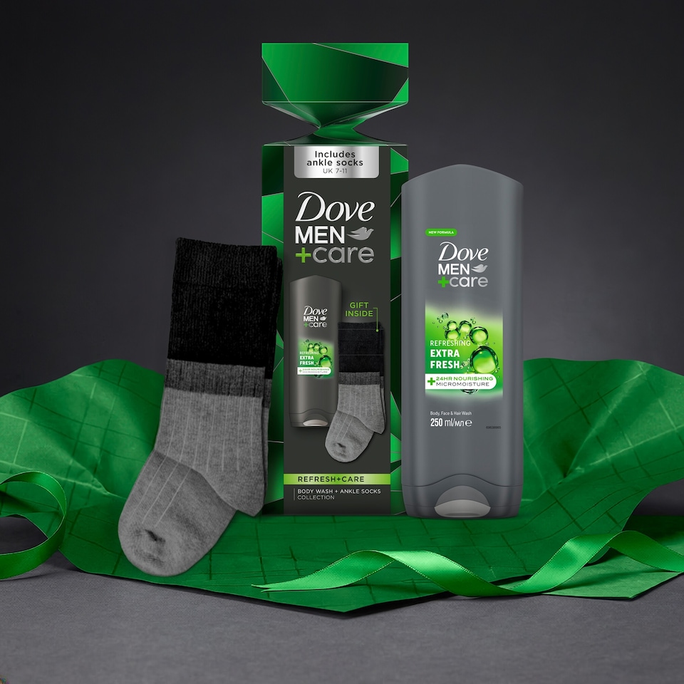 image 1 of Dove Men + Care Refresh + Care Body Wash & Socks Gift Set