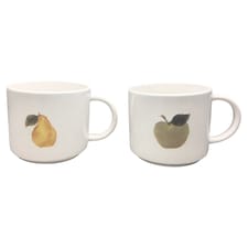 F&F Home Set of 2 Pear and Apple Mugs