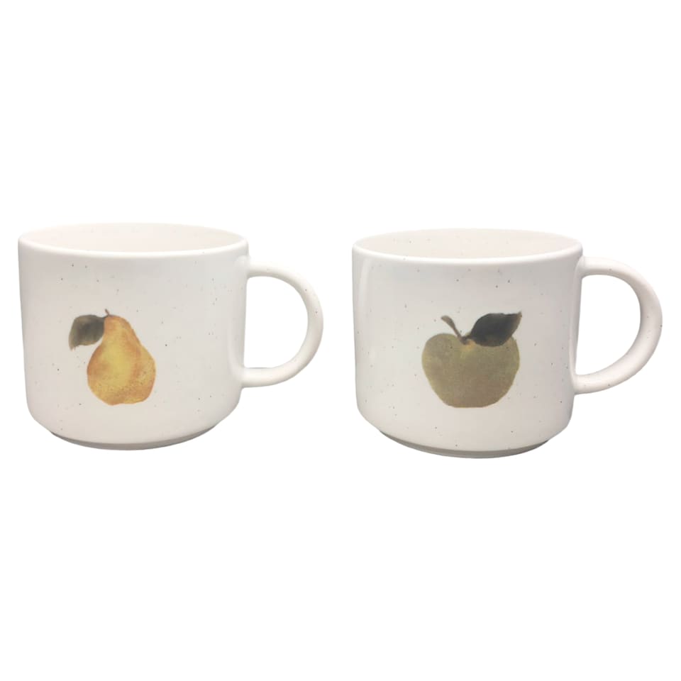 F&F Home Set of 2 Pear and Apple Mugs