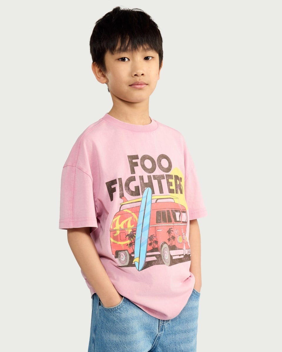 image 1 of Foo Fighters Pure Cotton Surf Van T-Shirt in Pink