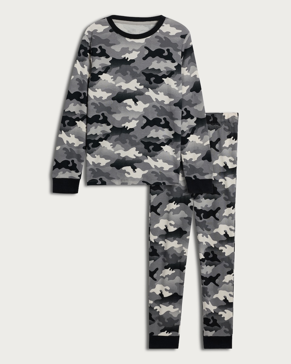 F&F Boys Pure Cotton Camo Print Pyjama Set in Multi