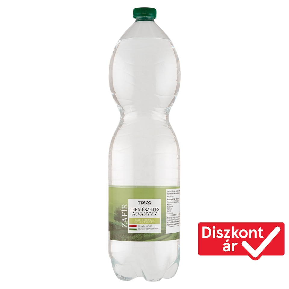 Tesco Zafír szén-dioxiddal enyhén dúsított természetes ásványvíz 1,5 l